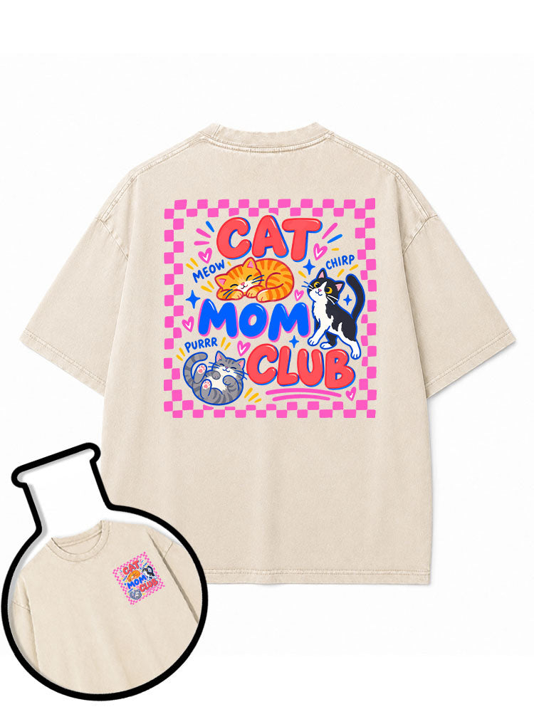 cat mom club Washed T-Shirt