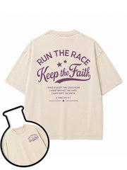 RUN THE RACE KEEP THE FAITH Washed T-Shirt