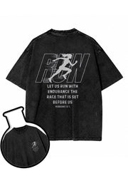 RUN LET US RUN WITH ENDURANCE THE RACE THAT IS SET BEFORE US Washed T-Shirt