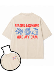 READING & RUNNING ARE MY JAM Washed T-Shirt