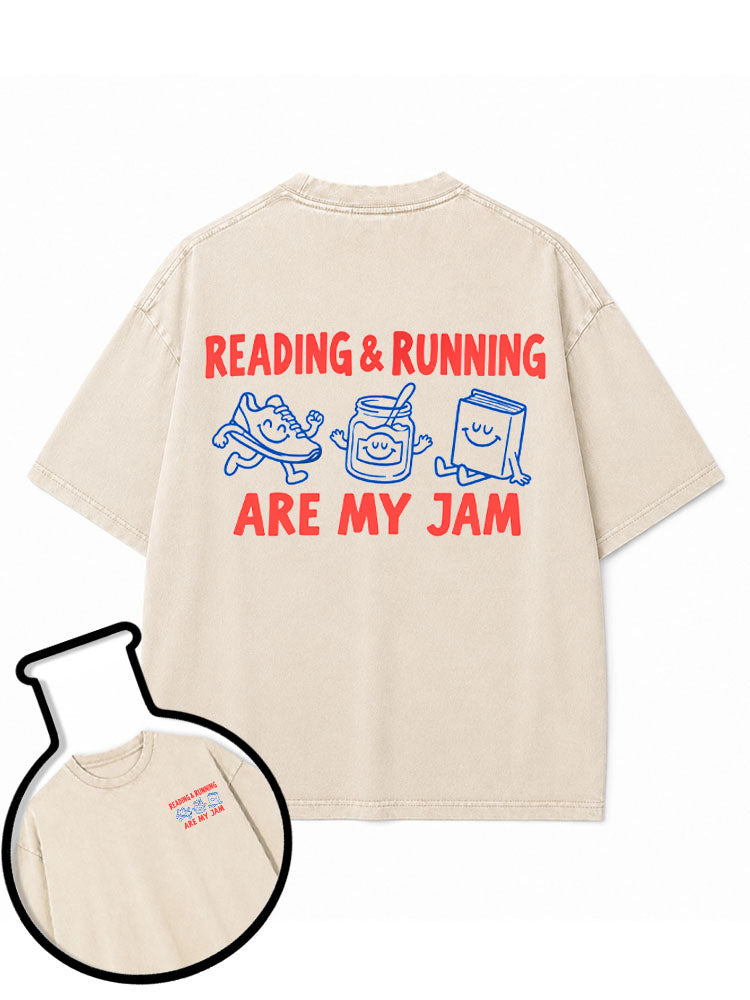READING & RUNNING ARE MY JAM Washed T-Shirt