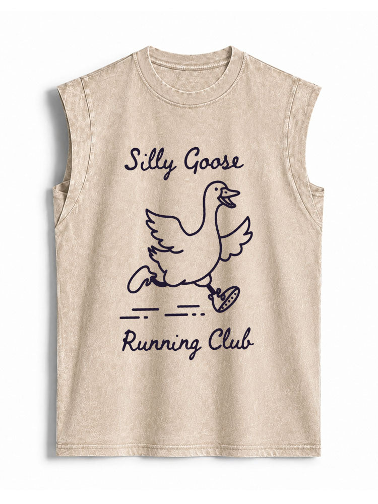Silly Goose Running Club Vintage Washed Cotton Tank Top