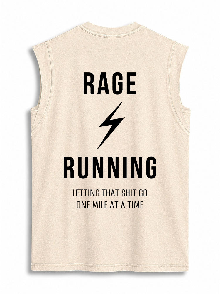 Rage Running Back Printed Vintage Washed Cotton Tank Top