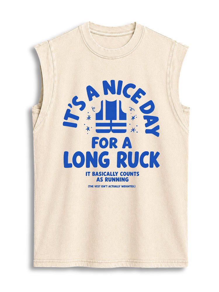 IT'S A NICE DAY FOR A LONG RUCK Vintage Washed Cotton Tank Top