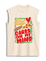 CARBS ON MY MIND Vintage Washed Cotton Tank Top