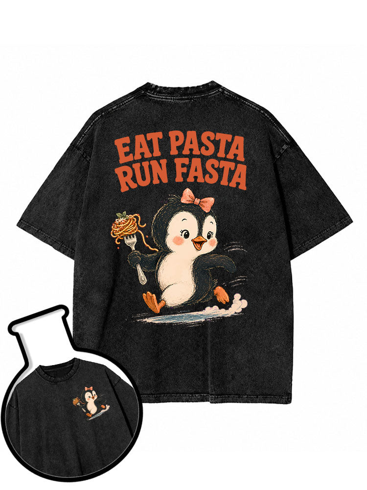 EAT PASTA RUN FASTA  Washed T-Shirt
