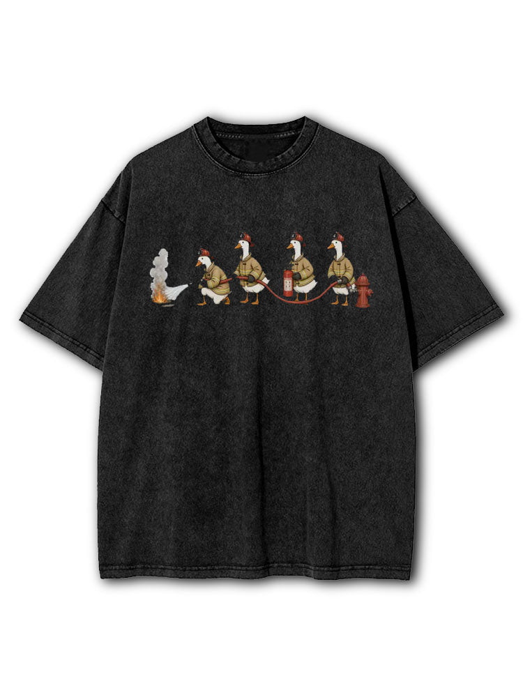 Silly Goose Firefighter Washed T-Shirt