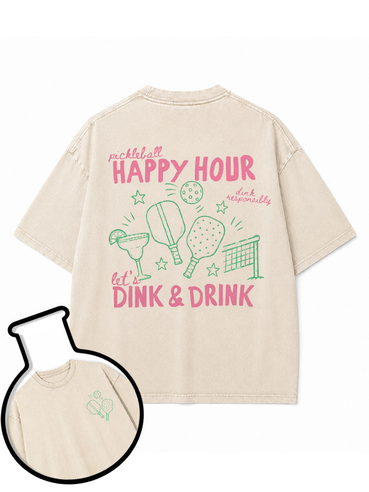 pickleball HAPPY HOUR Washed T-Shirt