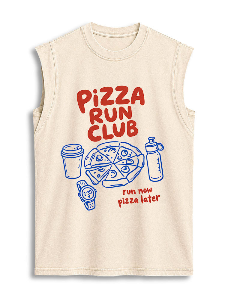 PiZZA RUN CLUB run now pizza later Vintage Washed Cotton Tank Top