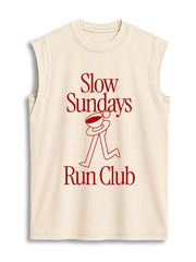 Slow Sundays Run Club Vintage Washed Cotton Tank Top