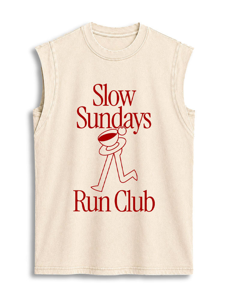 Slow Sundays Run Club Vintage Washed Cotton Tank Top