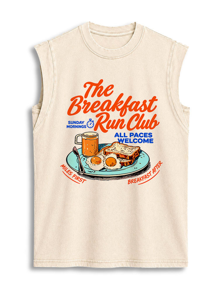The Breakfast Run Club Vintage Washed Cotton Tank Top