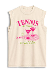 TENNIS & TINIS SOCIAL CLUB Vintage Washed Cotton Tank Top