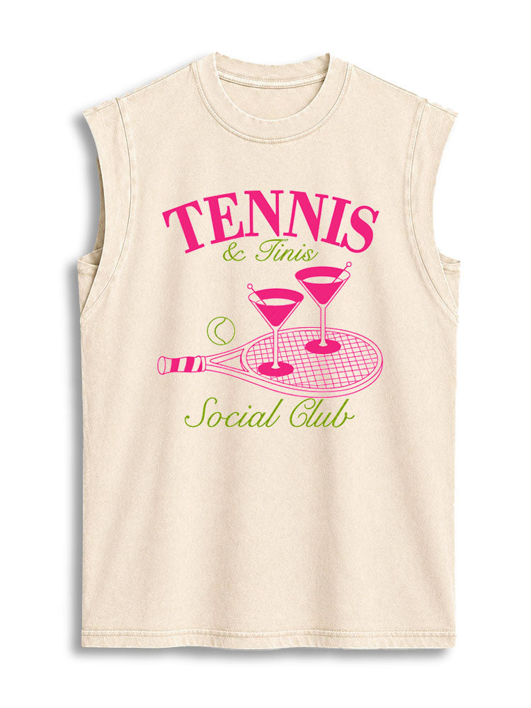 TENNIS & TINIS SOCIAL CLUB Vintage Washed Cotton Tank Top