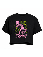SIP COFFEERUN MILESREAD BOOKS Crop Tops