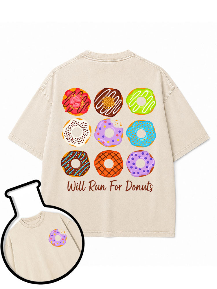 Will Run For Donuts Washed T-Shirt