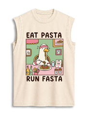 EAT PASTA RUN FASTA Vintage Washed Cotton Tank Top