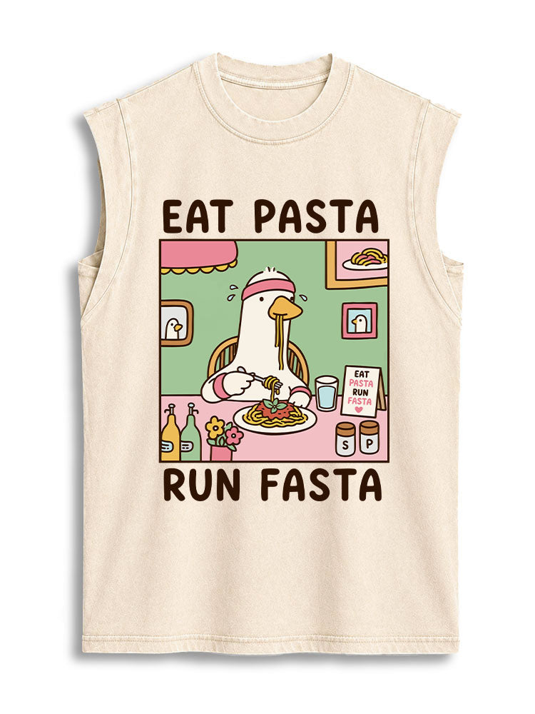 EAT PASTA RUN FASTA Vintage Washed Cotton Tank Top