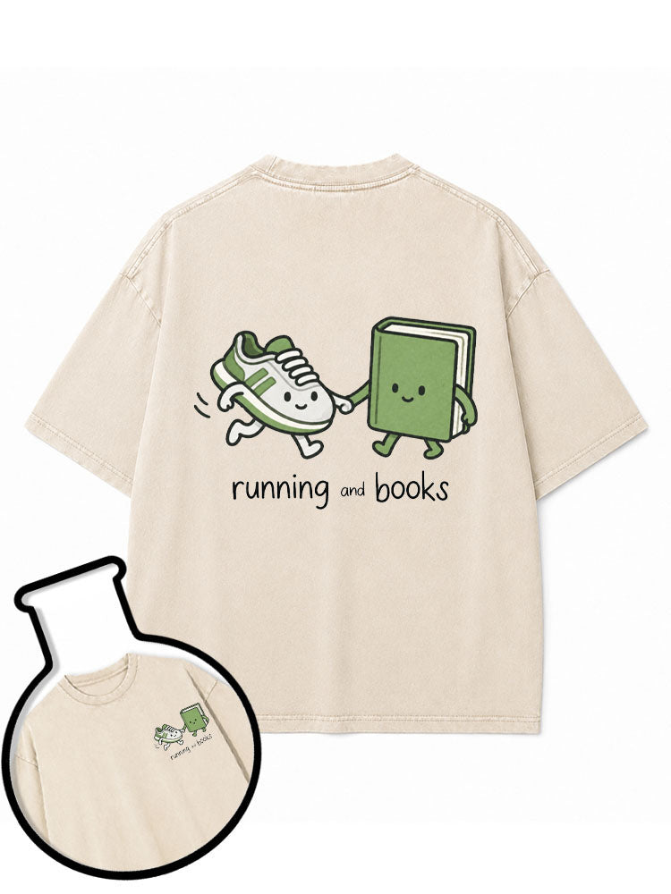 running and books Washed T-Shirt