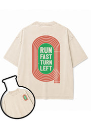 RUN FAST TURN LEFT Washed T-Shirt