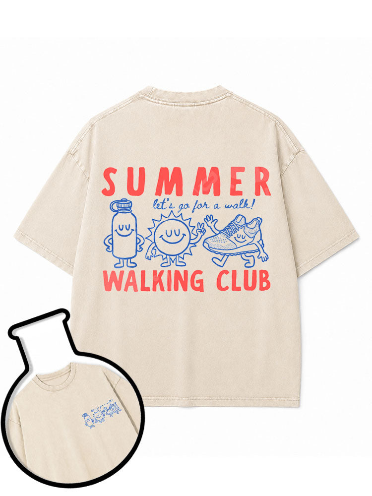 SUMMER WALKING CLUB LET’S GO FOR A WALK Washed T-Shirt