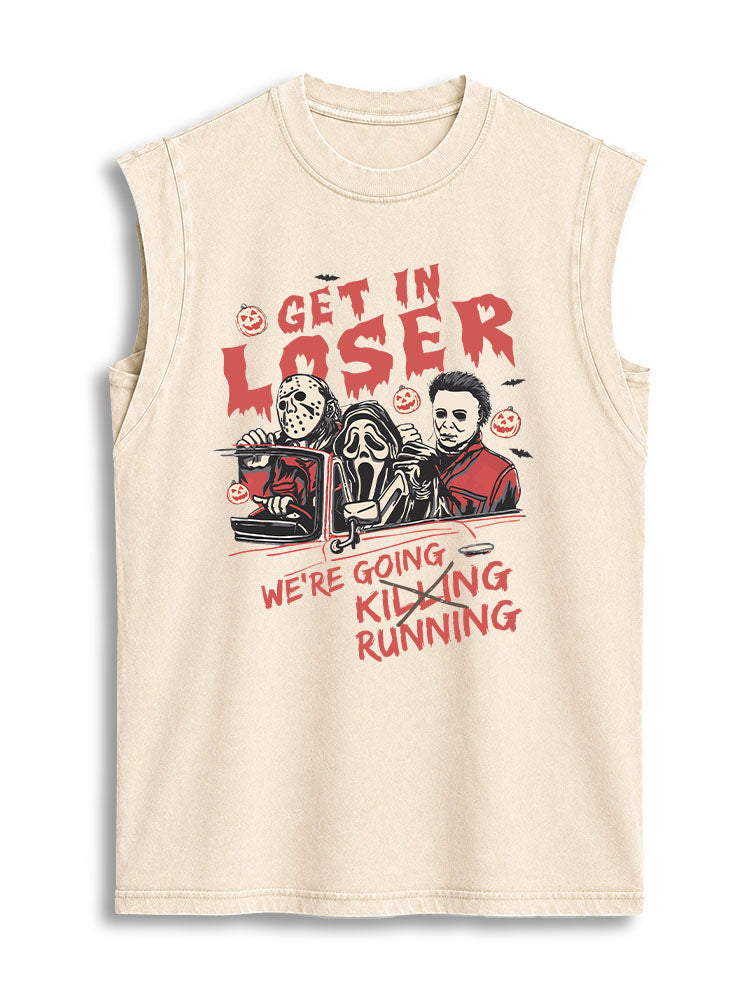 GET IN LOSERWE'RE GOING RUNNING Vintage Washed Cotton Tank Top