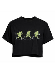 Funny Jogging Frogs Crop Tops