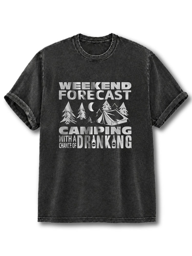 Camping With A Chance of Drinking Washed T-Shirt
