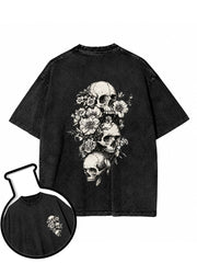 Floral Skull Washed T-Shirt