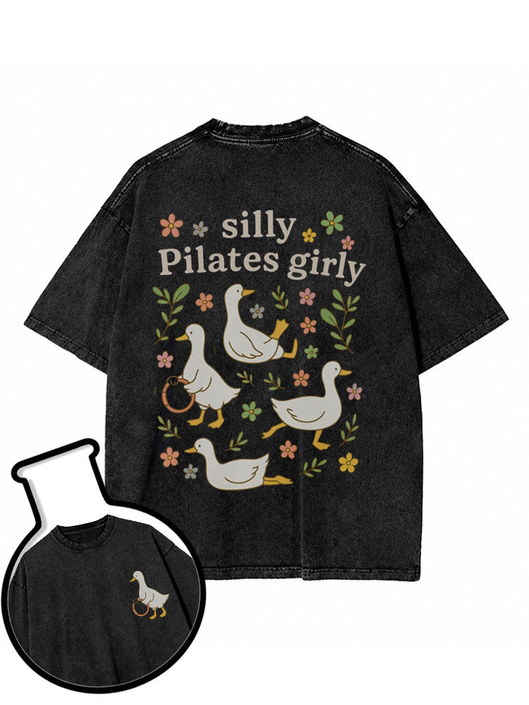 silly Pilates girly Washed T-Shirt