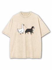Goose Walks Dog Washed T-Shirt