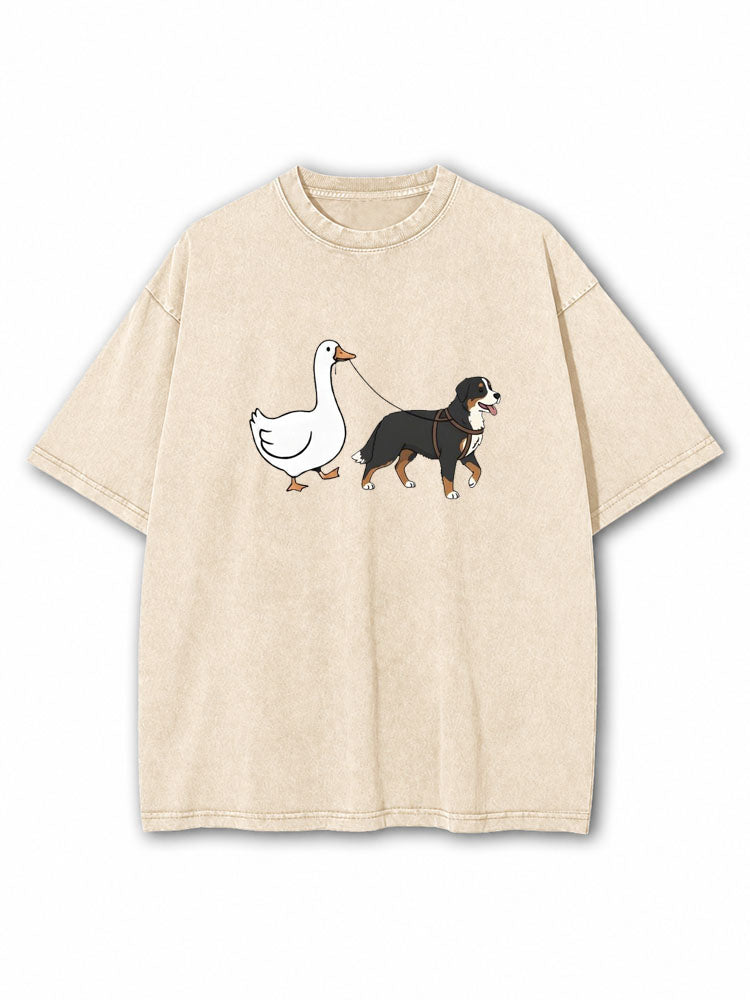 Goose Walks Dog Washed T-Shirt