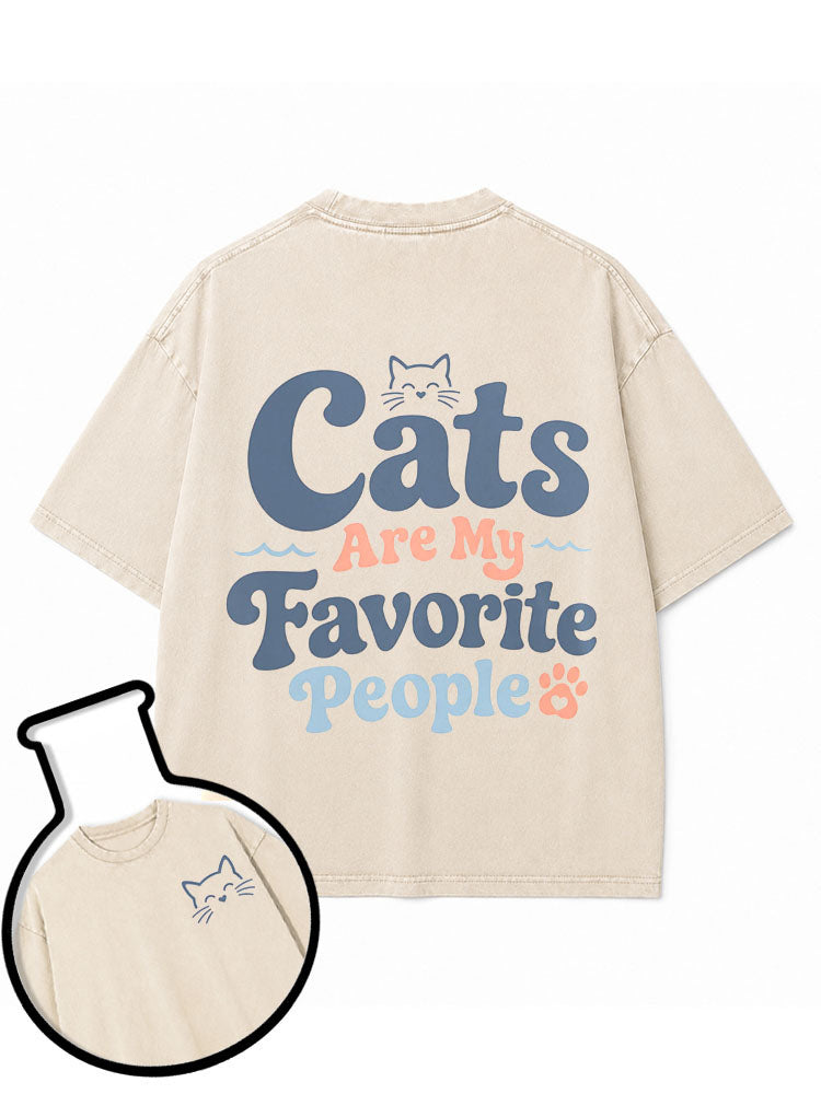 Cats Are My Favorite People Washed T-Shirt