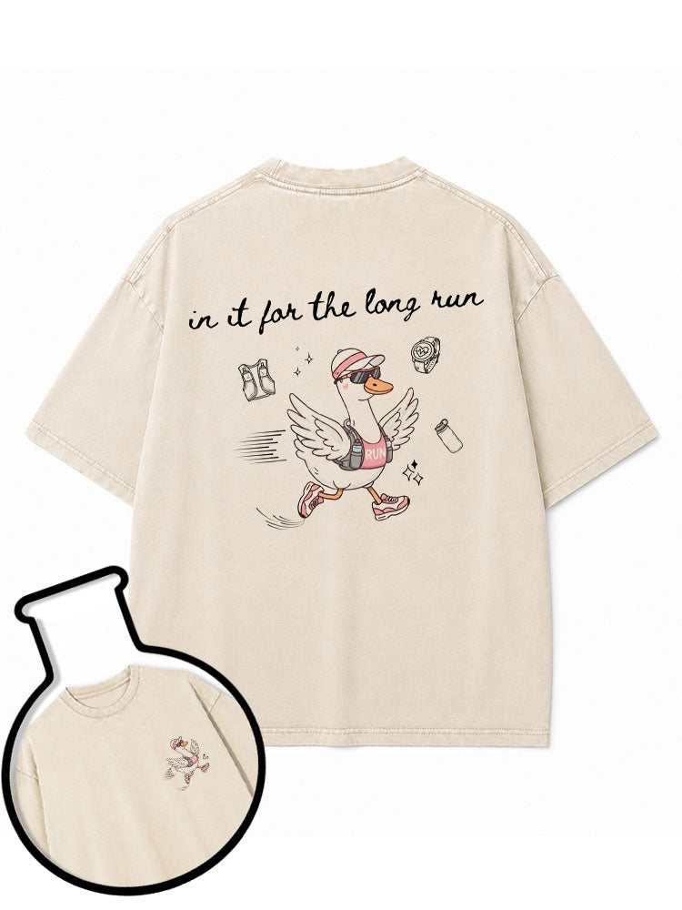In It for the Long Run Goose  Washed T-Shirt