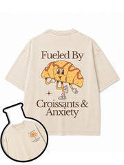 Fueled By Croissants & Anxiety Washed T-Shirt