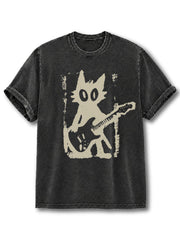 Rock Star Cat Washed T-Shirt
