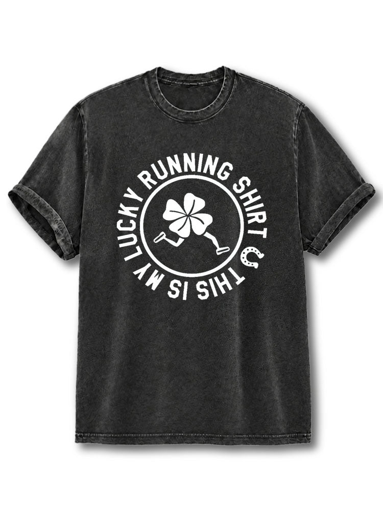 This Is My Lucky Running Shirt Washed T-Shirt