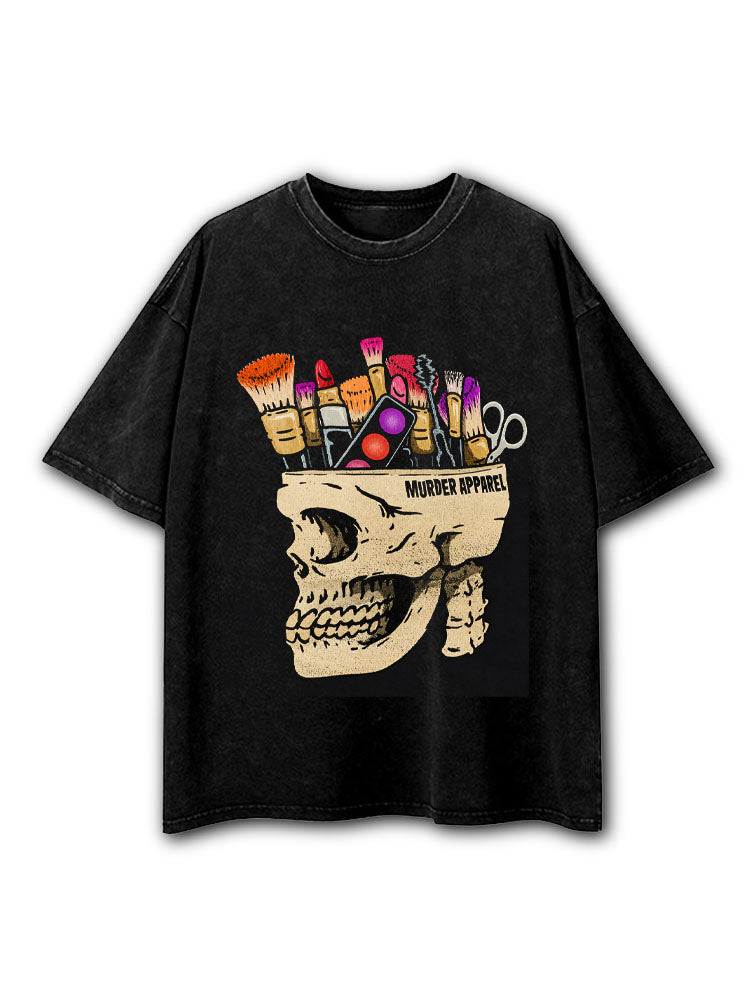 Make Up Addict Skull Goth Washed T-Shirt