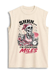 SHHH...I'M COUNTING MILES Vintage Washed Cotton Tank Top