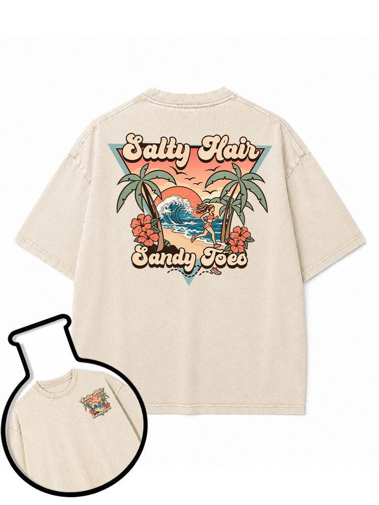 Salty Hair Sandy Toes Washed T-Shirt