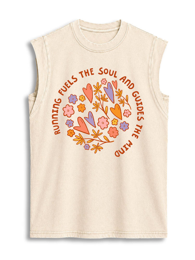 RUNNING FUELS THE SOUL AND GUIDES THE MIND Vintage Washed Cotton Tank Top