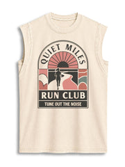 Quiet Miles Run Club Vintage Washed Cotton Tank Top