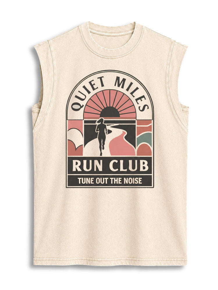 Quiet Miles Run Club Vintage Washed Cotton Tank Top