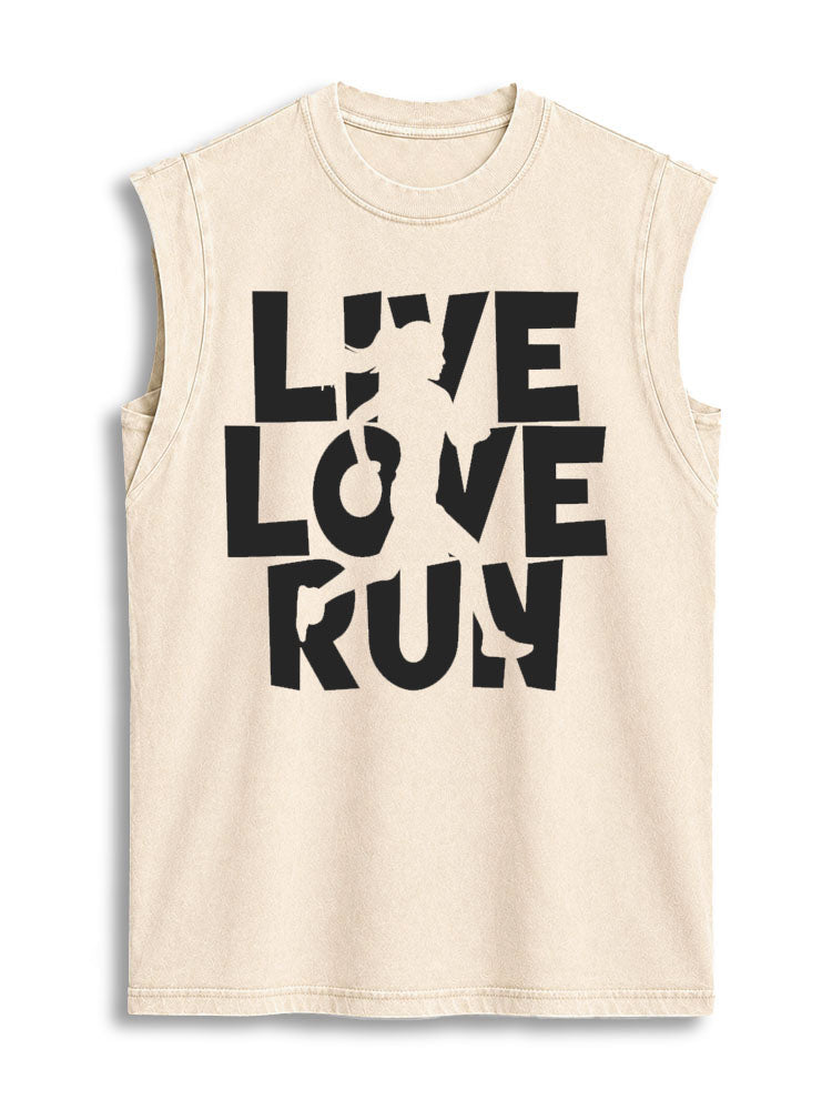 Live Love Run Vintage Washed Cotton Tank Top
