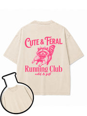 CUTE & FERAL Running Club Washed T-Shirt