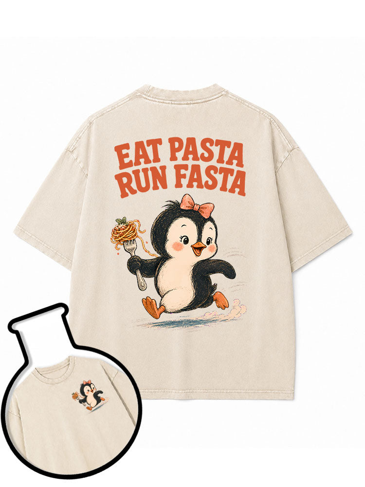 EAT PASTA RUN FASTA  Washed T-Shirt