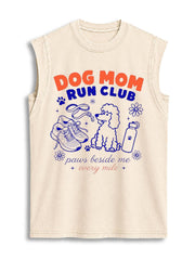 DOG MOM RUN CLUB Vintage Washed Cotton Tank Top