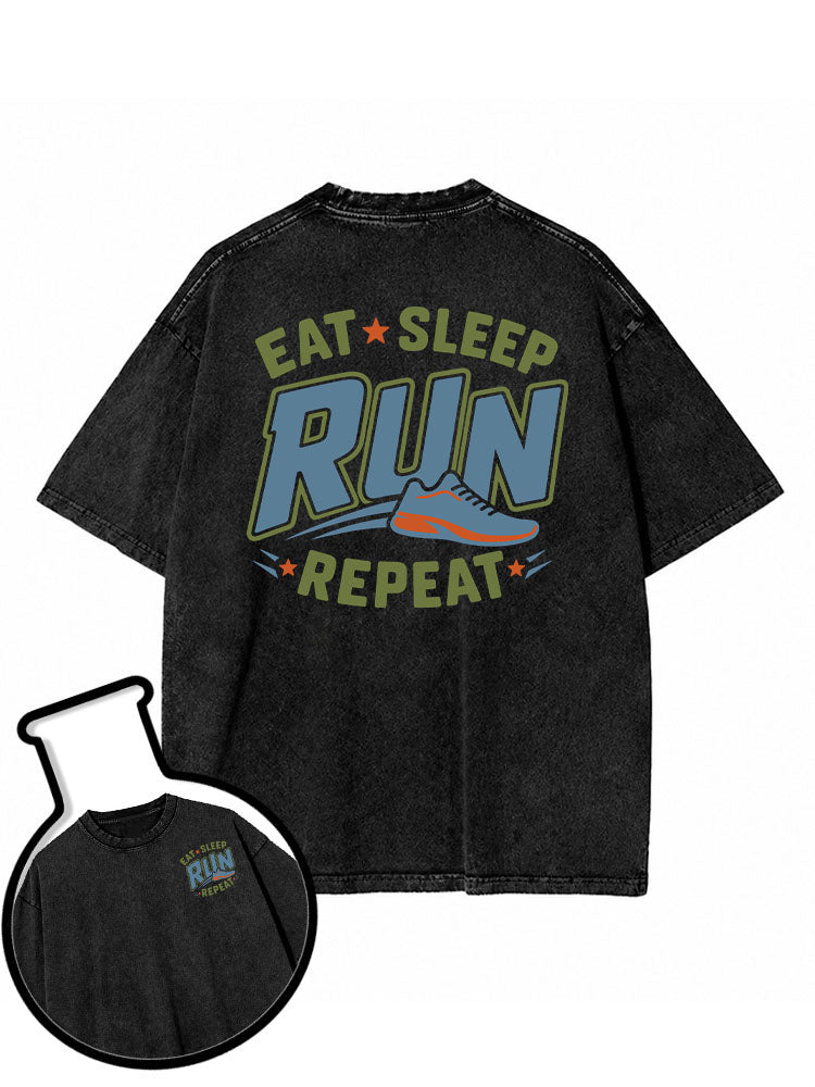 EAT SLEEP RUN REPEAT Washed T-Shirt