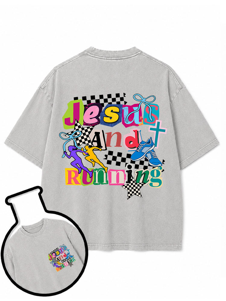 Jesus And Running Washed T-Shirt
