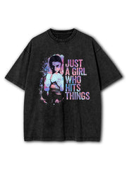 Just a Girl Who Loves Boxing Washed T-Shirt